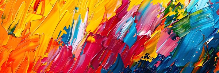 Poster - Vibrant Abstract Painting with Energetic Brushstrokes and Swirling Patterns of Vivid Colors