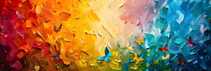Fototapete - Vibrant Abstract Painting with Fluid Brushstrokes and Captivating Color Explosion