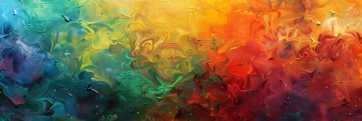 Leinwandbilder - Vibrant Abstract Painting with Swirling Colorful Textures and Fluid Movements Creating a Mesmerizing and Captivating Visual Experience
