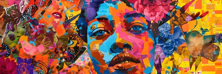 Poster - Vibrant Abstract Portrait Celebrating the Depths of Human Consciousness and Creative Expression