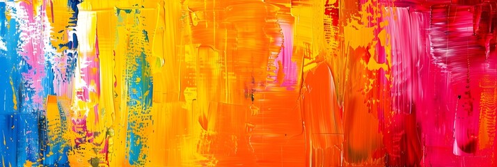 Poster - Vibrant Acrylic Painting with Expressive Brush Strokes and Fluid Colorful Patterns