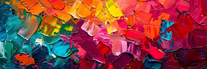 Fototapete - Vibrant Acrylic Painting with Expressive Brush Strokes and Fluid Color Interactions
