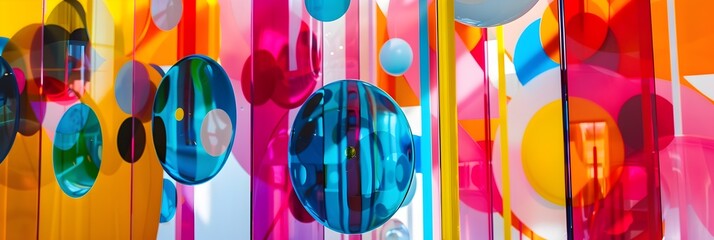 Poster - Vibrant and Captivating Spherical Patterns in a Burst of Joyful Colors and Geometric Forms
