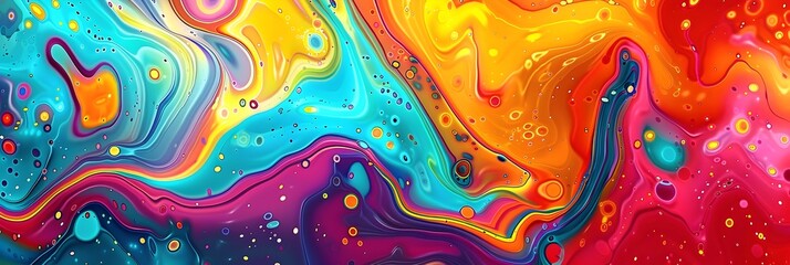 Poster - Vibrant and Dynamic Fluid Artwork Captivating Psychedelic Landscape of Swirling Colors and Patterns