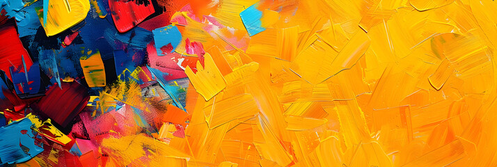Poster - Vibrant and Expressive Abstract Painting with Captivating Blend of Colors