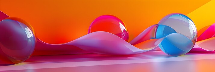 Aufkleber - Vibrant and Fluid Abstract Digital Art Composition with Mesmerizing Colorful Shapes and Swirling Forms