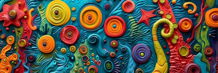 Aufkleber - Vibrant and Fluid Abstract Digital Art with Colorful Patterns and Textures Depicting a Surreal and Imaginative Visual Experience