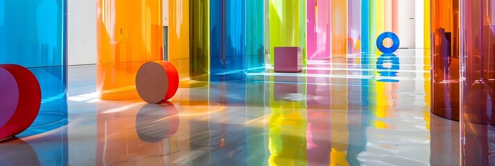 Poster - Vibrant Architectural Kaleidoscope An Immersive of Light Color and Geometric Elegance