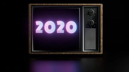 Aufkleber - Retro TV Loading Animation with Neon Typography for 2025: Dynamic Visual Progress Bars and Futuristic Countdown