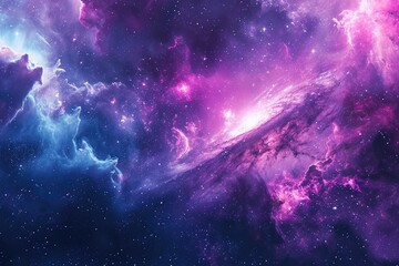 Poster - a purple and blue galaxy with stars, galaxy-inspired background with cosmic elements