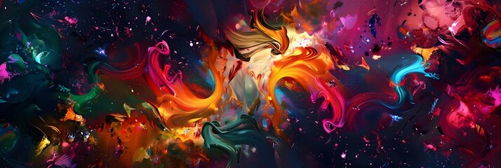 Fototapete - Vibrant Burst of Cosmic Energies An Explosive Digital Art of Color Motion and the Boundless Imagination