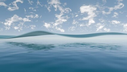 Aufkleber - Abstract Sunrise Over Serene Waters: A 3D Digital Artwork Featuring Fluid Motion and Vibrant Light	
