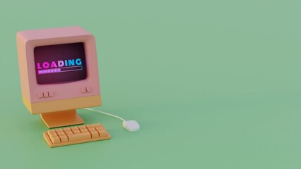 Poster - Retro Computer Loading Animation: Vibrant Neon Typography and Dynamic Progress Indicators	