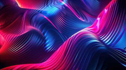 Wall Mural - abstract 3d flowing pattern with vibrant blue pink light waves futuristic background