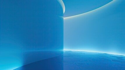 Aufkleber - minimalist blue abstract room tunnel smooth gradients and flowing curves modern design concept background