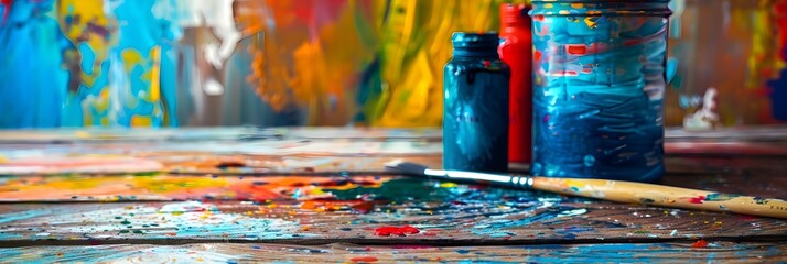 Poster - Vibrant Color Palette and Dripping Acrylic Paint on Abstract Art Canvas