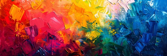 Poster - Vibrant Colorful Abstract Painting with Fluid Brushstrokes and Dynamic Composition Conveying Emotions and Creative Energy