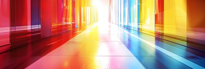 Poster - Vibrant Corridor of Colorful Light and Movement