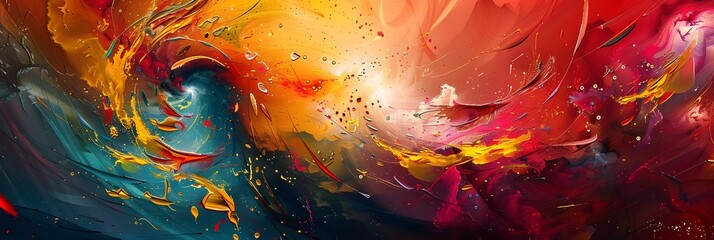Fototapete - Vibrant Cosmic Explosion of Color and Energy A Captivating Abstract Art Masterpiece