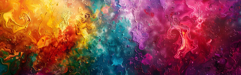 Aufkleber - Vibrant Cosmic Fusion A Captivating Explosion of Color and Fluid Movement in a Dreamlike Surreal Landscape