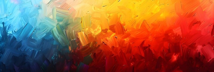 Poster - Vibrant Cosmic Landscape Abstract Painting with Flowing Brushstrokes and Colorful Gradient
