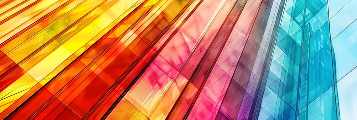 Poster - Vibrant Diagonal Rays of Multicolored Light Emanating from a Luminous Prismatic Background