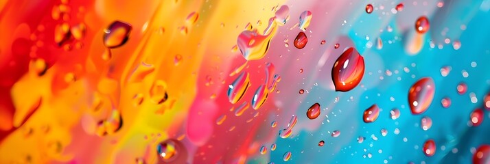 Fototapete - Vibrant Droplet Kaleidoscope Macro of Glistening Iridescent Water Bubbles