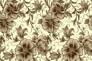 Poster - a blue and yellow floral pattern, a vector background with intricate floral patterns
