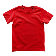 Wall Mural - studio photo of red kids t shirt on transparent background with alpha channel generative ai