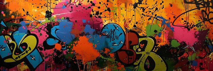 Aufkleber - Vibrant Explosion of Color and Texture in Abstract Digital Painting