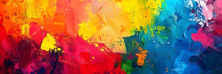 Poster - Vibrant Expression Captivating Abstract Painting Featuring Vibrant Color Splashes and Energetic Brushstrokes