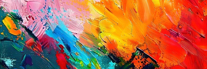 Aufkleber - Vibrant Expression in Captivating Colorful Brushstrokes and Splattered Textures