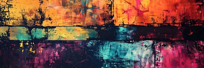 Poster - Vibrant Expressionist Landscape of Captivating Brushstrokes and Dynamic Interplay of Colors