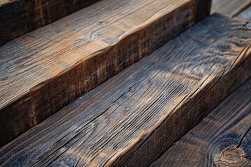 Poster - a wooden wall with a blue sky in the background, rustic wood texture with a touch of elegance