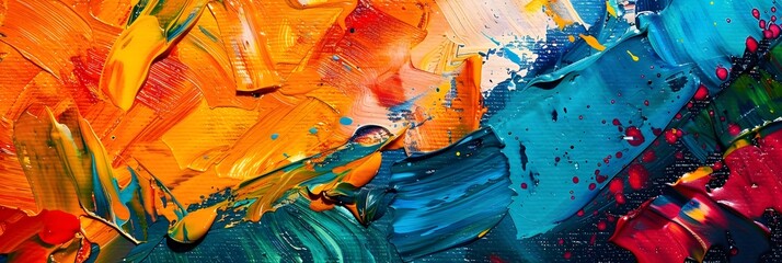 Aufkleber - Vibrant Expressionist Painting with Fluid Brushstrokes and Dynamic Colors