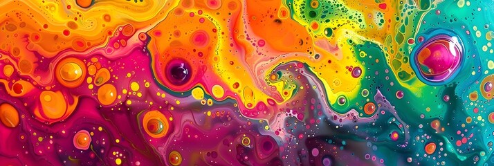Poster - Vibrant Fluid Acrylic Waves Captivating Abstract Digital Art Composition