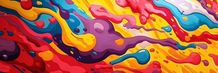 Poster - Vibrant Fluid Art Explosion of Color and Movement Captivating Abstract Digital Painting with Swirling Psychedelic Patterns and Textures