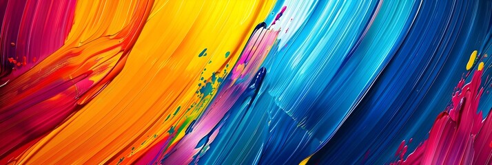 Aufkleber - Vibrant Fluid Composition of Captivating Colorful Brushstrokes and Abstract Shapes