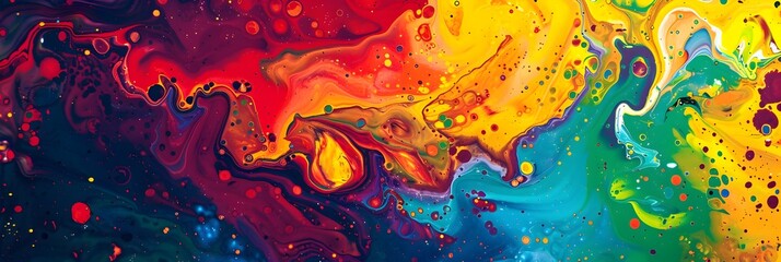Poster - Vibrant Fluid Explosion of Color and Energy Abstract Digital Art Masterpiece