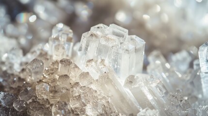 Wall Mural - A pile of white crystals on a surface