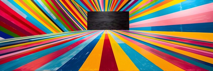 Poster - Vibrant Geometric Explosion of Color and Movement in Digital Abstract Art