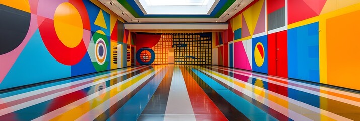 Aufkleber - Vibrant Geometric Hallway in Immersive Environment