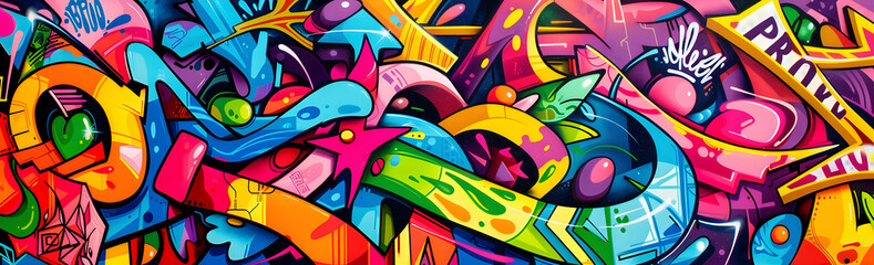 Aufkleber - Vibrant Graffiti Inspired Abstract Artwork on City Wall