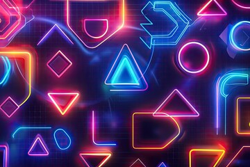 Fototapete - a colorful abstract background with a black background, Luminous neon abstract shapes