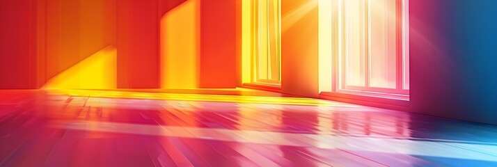 Poster - Vibrant Illumination Dramatic Geometric Lighting Transforms Interior Space with Captivating Radiance