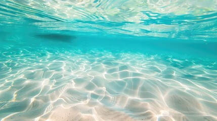 Canvas Print - White sand underneath clear water appears blurred and gentle