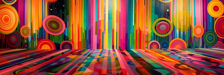 Poster - Vibrant Kaleidoscopic Swirls of Color and Light in a Surreal Digital Landscape