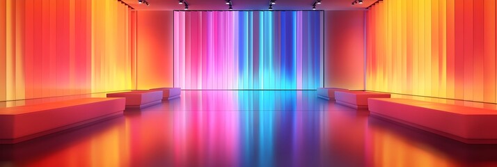 Poster - Vibrant Neon Gradient Spectrum in Futuristic Digital Studio Interior