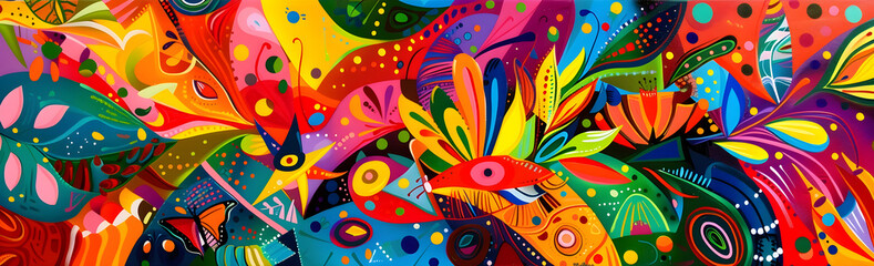 Poster - Vibrant Psychedelic Abstract Artwork with Swirling Patterns and Captivating Playful Designs