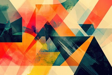 Leinwandbilder - a colorful abstract painting with a triangle and a star, Shape an abstract geometric wonderland